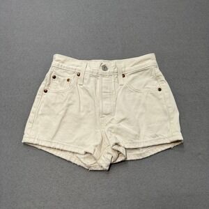 Levi's 501 Premium Shorts Women's 23 White Original Fit High Rise Cut Off Summer